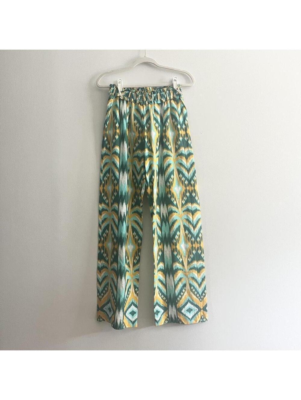 Farm Rio Tropical Tapestry Wide Leg Linen Blend Pants